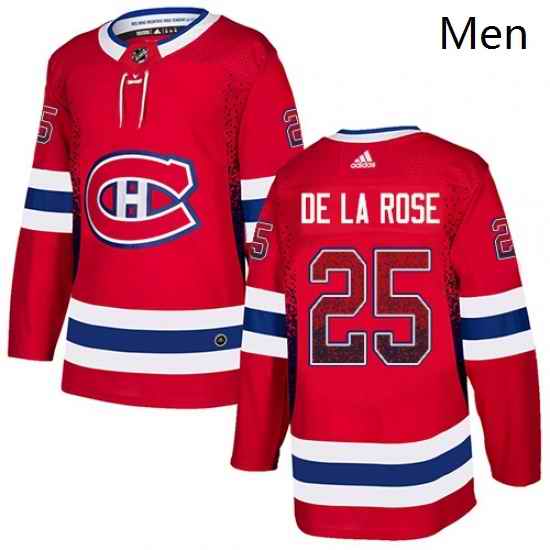 Mens Adidas Montreal Canadiens 25 Jacob de la Rose Authentic Red Drift Fashion NHL Jersey